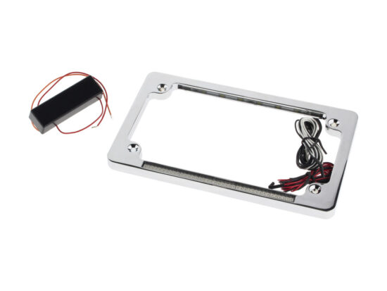 Taverner Motorsports - N/Plate Frame; Flat Chr w/LED Red - CD-TF02C