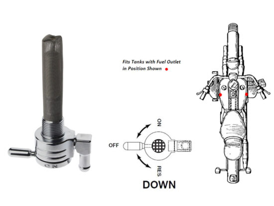 Taverner Motorsports - Petcock; 3/8"NPT Downward 5/16" Chr - GP-75-516D