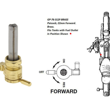 Taverner Motorsports - Petcock; 22mm Forward 5/16" Brass - GP-76-312F-BRASS