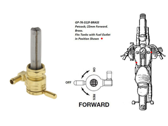 Taverner Motorsports - Petcock; 22mm Forward 5/16" Brass - GP-76-312F-BRASS