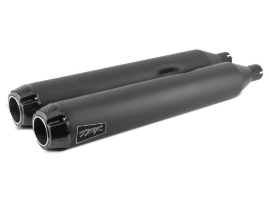 Taverner Motorsports - Mufflers; FLH'17up 4" Blk w/Carbon - TBR-005-4550499D-BLK