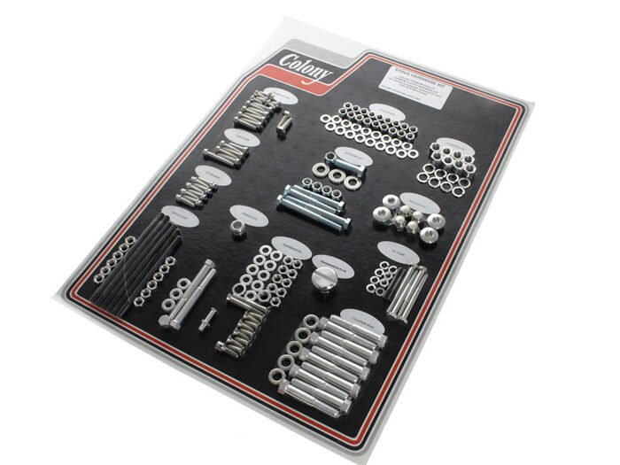 Complete Stock Hardware Kit - CAD Plated. Fits Big Twin 1976-1978 with Shovelhead  Engine
