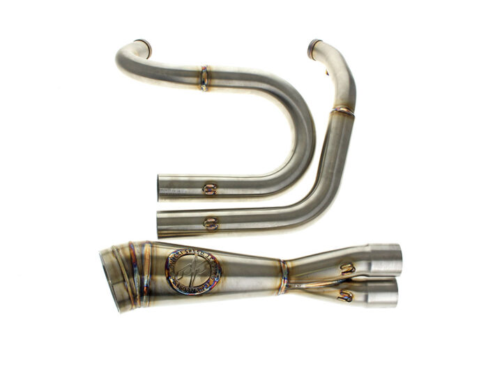 Shorty 2-into-1 Big Inch Exhaust with RT End Cap - Stainless. Fits Dyna 1991-2017.