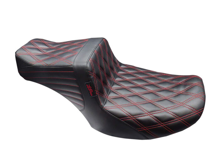 TailWhip Dual Seat with Red Double Diamond Stitch. Fits CVO Touring 2023up & Street Glide & Road Glide 2024up