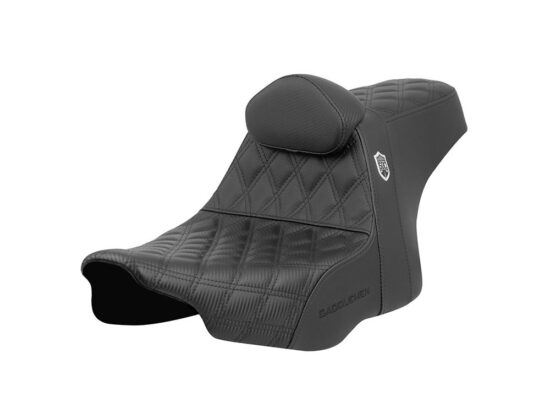 Step-Up San Diego Customs Pro Series Gripper Dual Seat With Backrest & Black Stitch. Fits CVO Touring 2023up & Street Glide & Road Glide 2024up & Touring 2025up