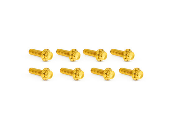 Titanium 12-Point Tappet Cover Bolt Kit - Gold. Fits Softail 2000up, Touring 1999up & Dyna 1999-2017