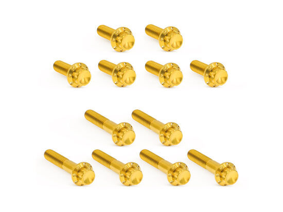 Titanium 12-Point Rocker Cover Bolt Kit - Gold. Fits Twin Cam 1999-2017