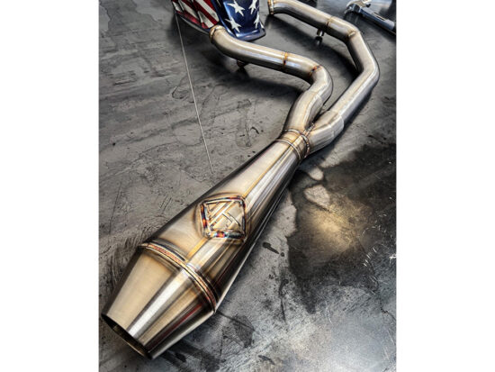 2-into-1 4.5in. Big Bore Exhaust With ProFlo Headers - Stainless Steel. Fits Softail 2018up Non-240 Rear Tyre Models.