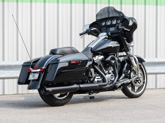 Swindler 2-into-1 4.5in. Muffler Kit - Black with Black End Cap. Fits Touring 2017up