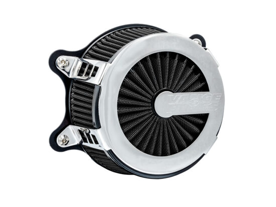 VO2 Cage Fighter Air Cleaner Kit - Chrome. Fits Softail 2000-2015, Dyna 1999-2017, Touring 1999-2007 with CV Carb or Cable Operated Delphi EFI