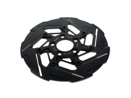 11.5in. Rear 7-Spoke Disc Rotor - Black Band & Black Carrier. Fits Big Twin 2000up & Sportster 2000-2010.