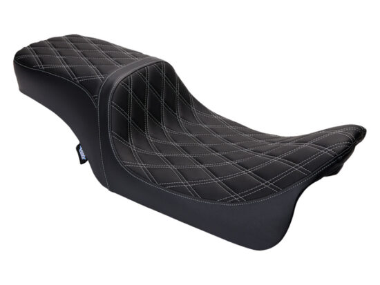 Performance Predator 2up Dual Seat with Silver Double Diamond Lattice Stitch. Fits Most Touring 2008-2024