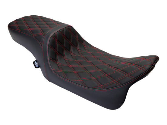 Performance Predator 2up Dual Seat with Red Double Diamond Lattice Stitch. Fits Most Touring 2008-2024