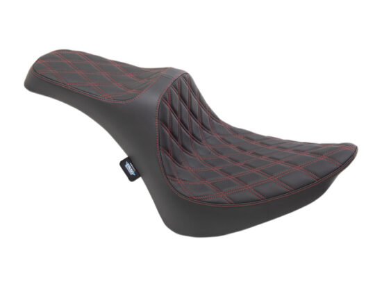 Predator 3 Dual Seat with Red Double Diamond Lattice Stitch. Fits Softail 1984-1999