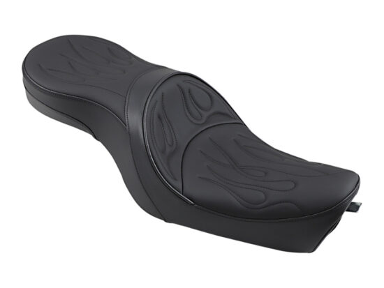 Low Profile Dual Touring Seat with Flame Stitch. Fits Sportster 2004-2021