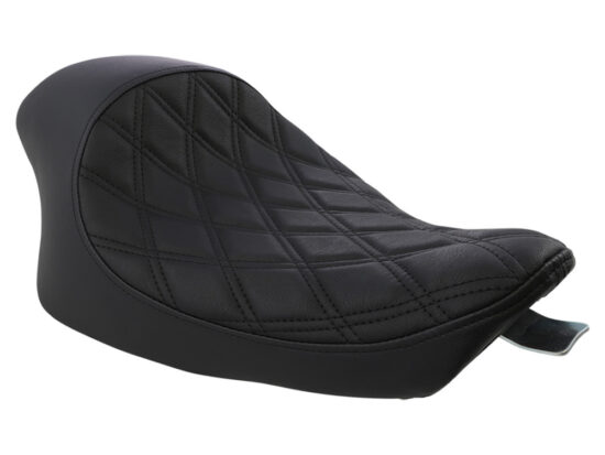 3/4 Low Solo Seat with Black Diamond Lattice Stitch. Fits Sportster 2004-2021