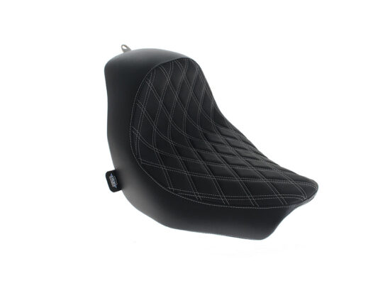 Solo Seat with Silver Double Diamond Lattice Stitch. Fits Low Rider 2018up, Low Rider S 2020up & Low Rider ST 2022up