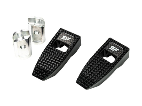 Slim Speed Footpegs - Black. Fits Softail 2018up Front Rider