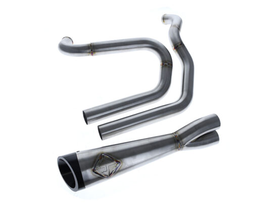 2-into-1 Cutback Exhaust - Stainless Steel with Black End Cap. Fits FXR 1987-1994 - SP Concepts Exhaust