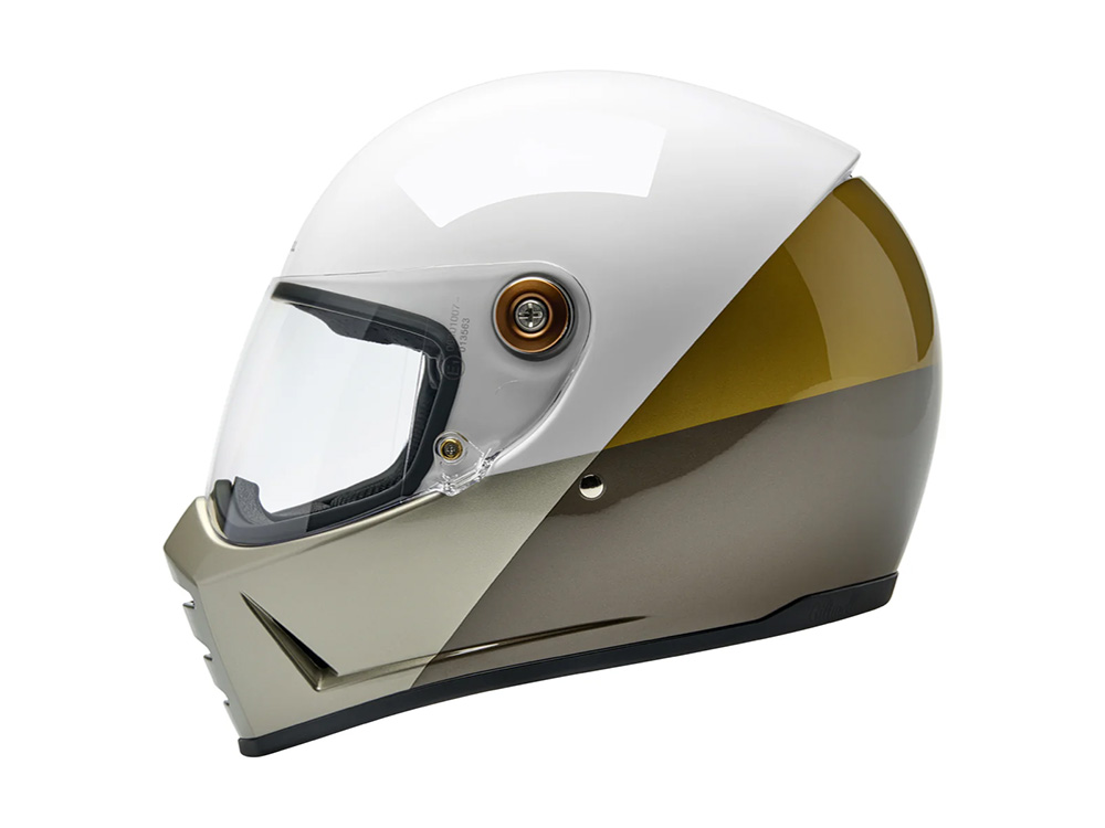 Lane Splitter Helmet - Intersection Gold, Silver & Bronze. Size Medium with ECE R22.06 Compliance - Biltwell Helmets