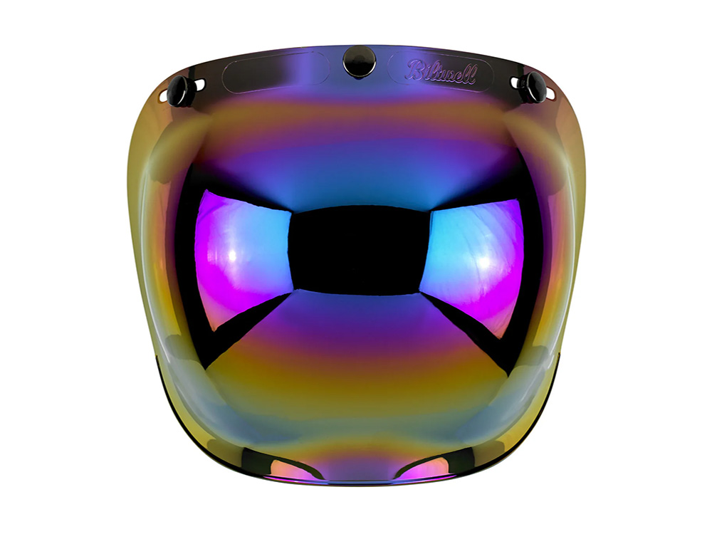 Bubble Shield Visor - Rainbow Mirror. Fits Gringo Helmets & Most Helmets With 3 Studs Along The Top - Biltwell Helmets