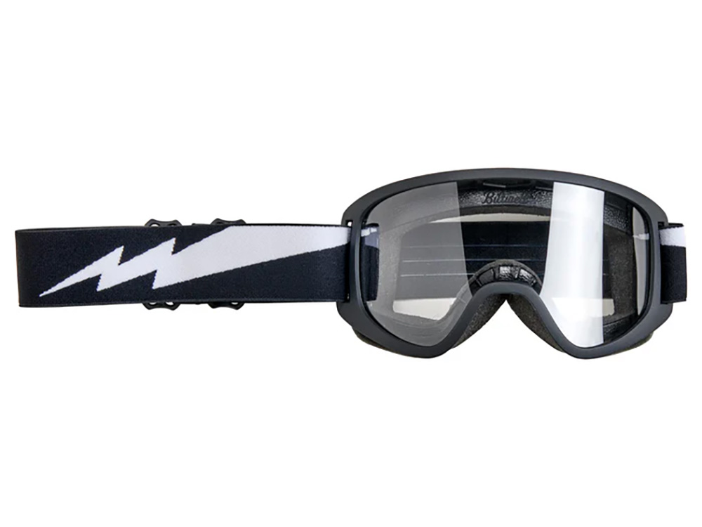 Biltwell Moto 2.0 Goggles - Black with White Bolts - Biltwell Helmets