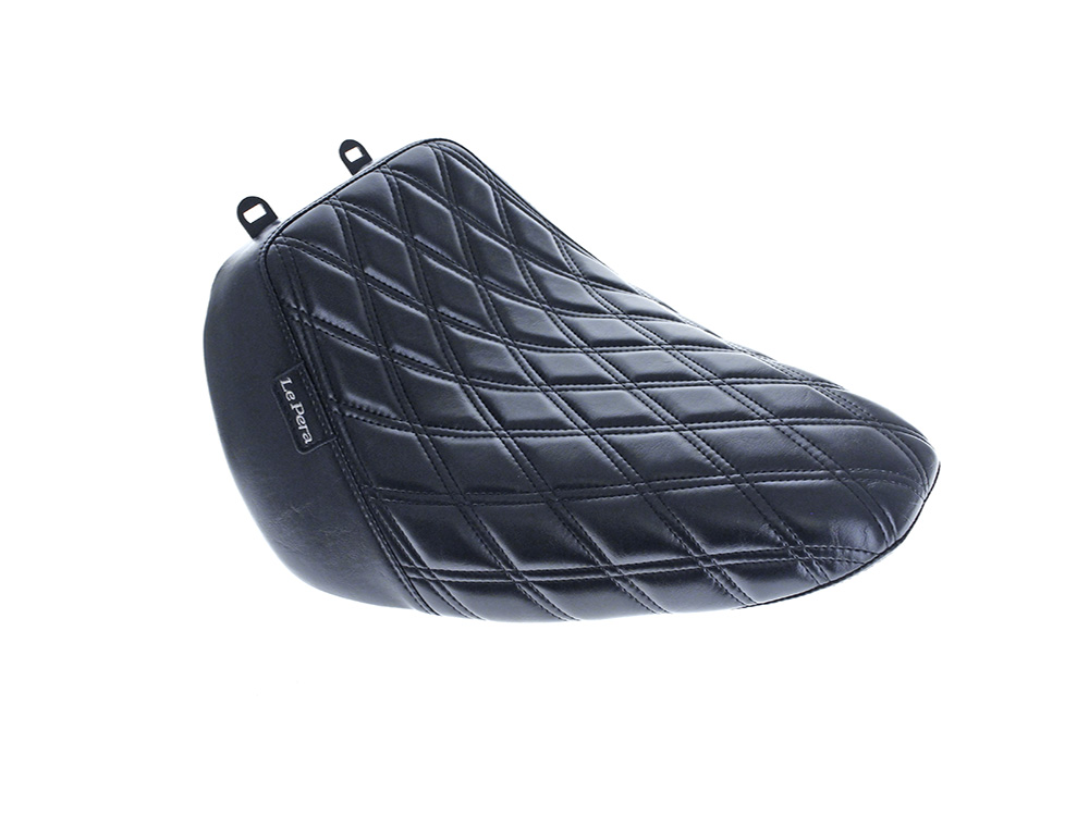 Bare Bones Solo Seat with Black Double Diamond Stitch. Fits Fatboy 2018up & Breakout 2023up - LePera Seats